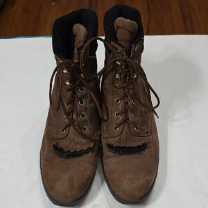 Laredo Performair Women's?? Unisex? Brown Suede Lace-Up Keltie Boots 11.5 *READ*